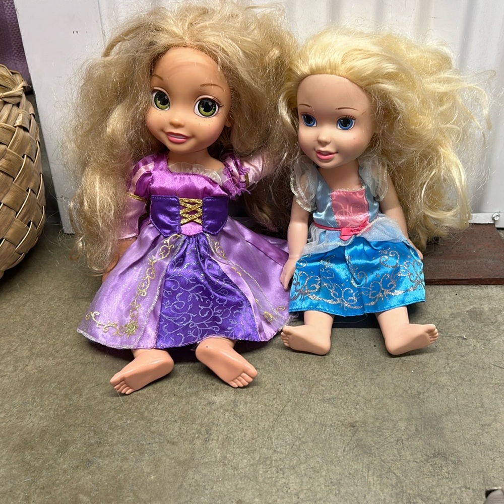 Princess Rapunzel and Cinderella dolls